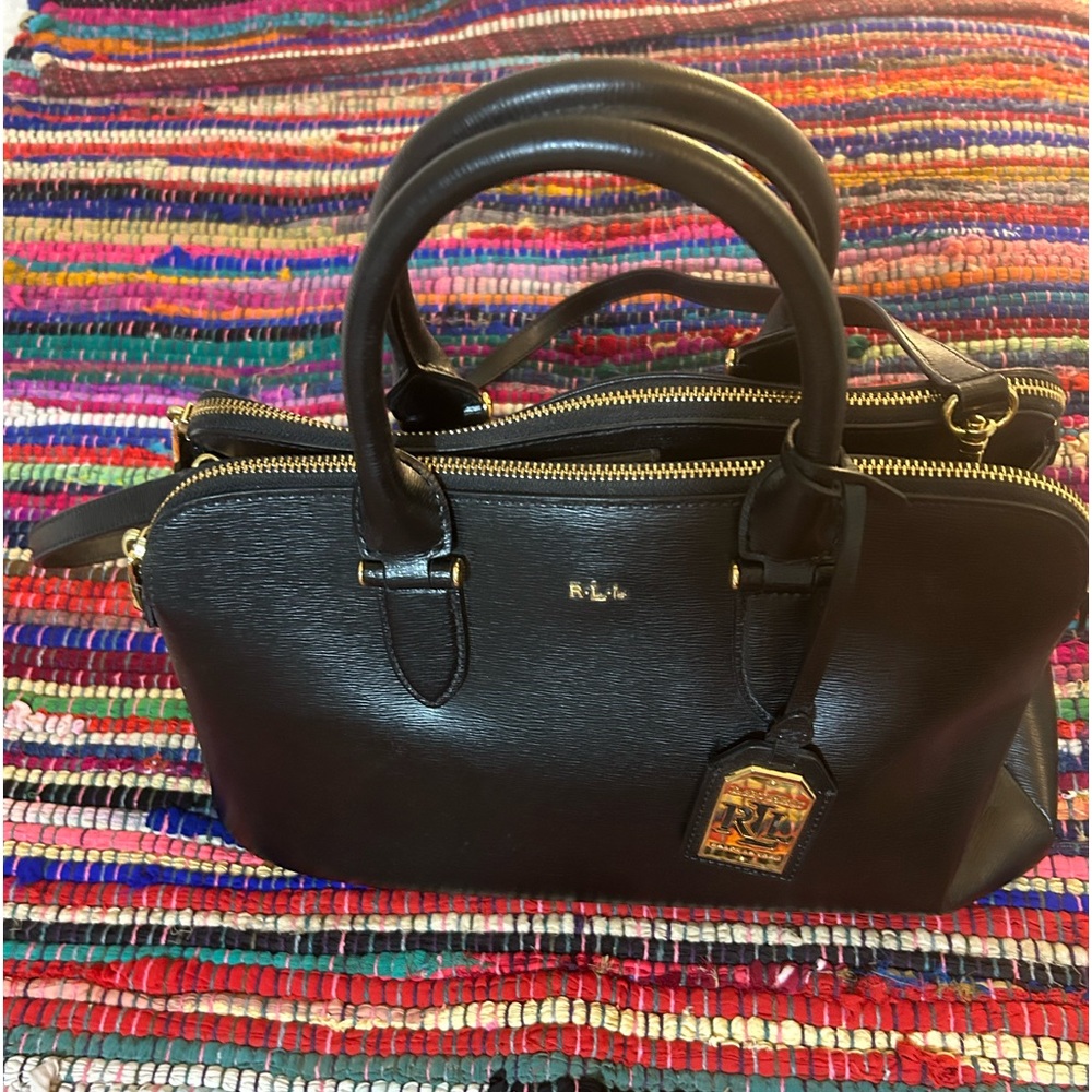 Ralph Lauren Black Leather HandBag. Mint condition.